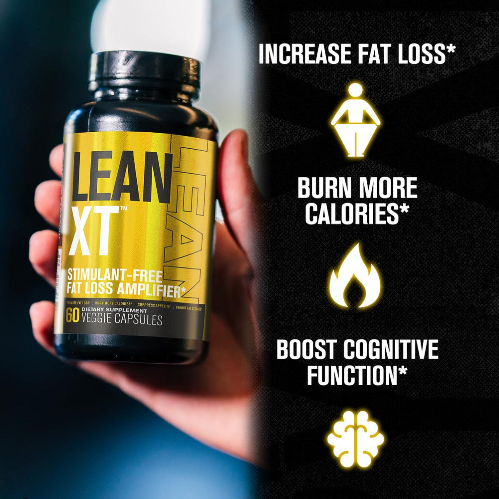 Lean-XT capsules close-up highlighting natural, stimulant-free formula benefits