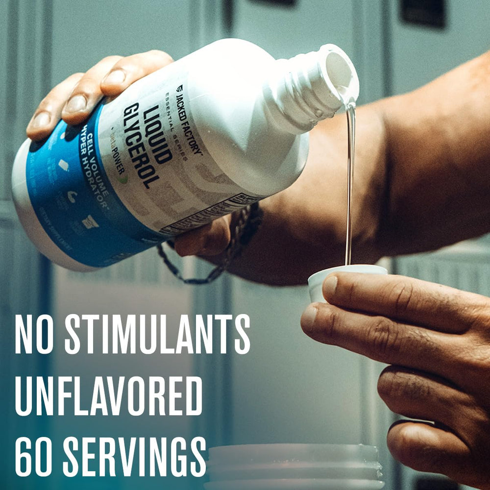Jacked Factory Liquid Glycerol BetaPower label highlights endurance potential.