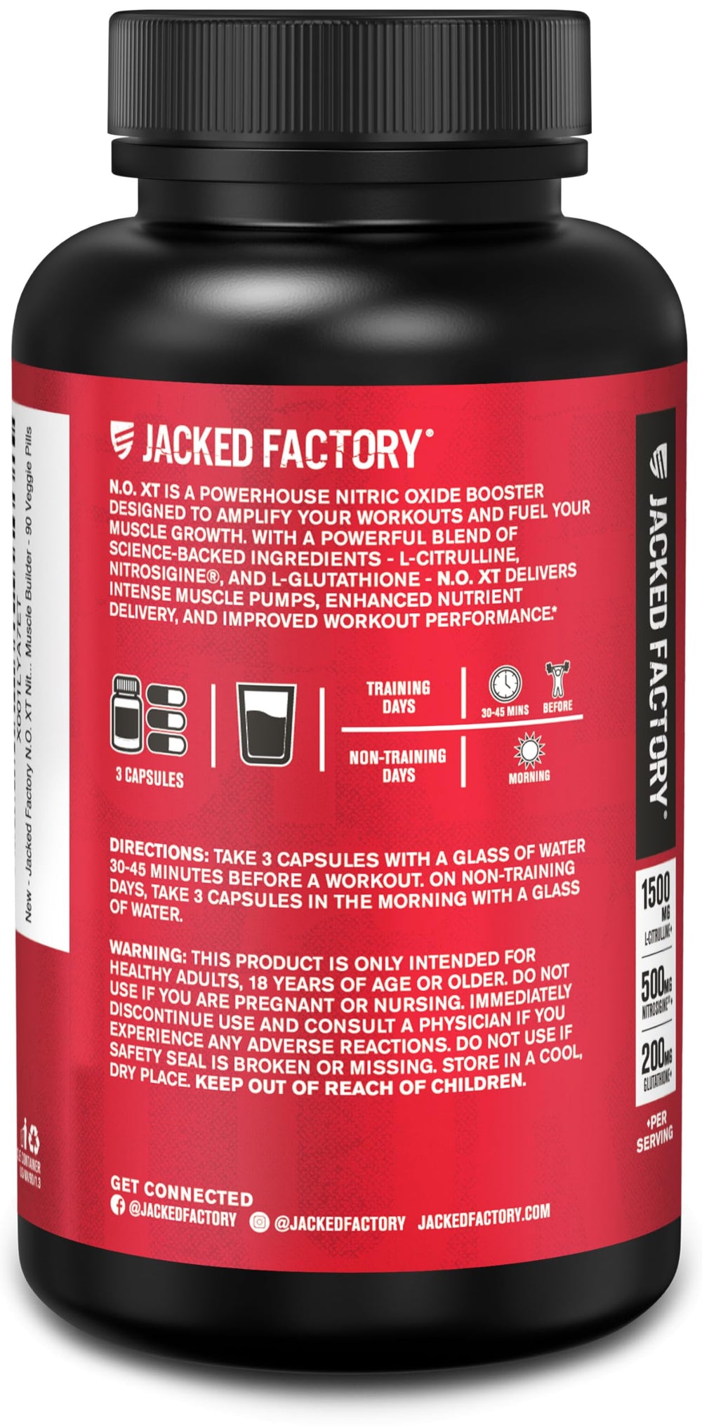 Jacked Factory N O X T dosage-label focuses on serving and directions