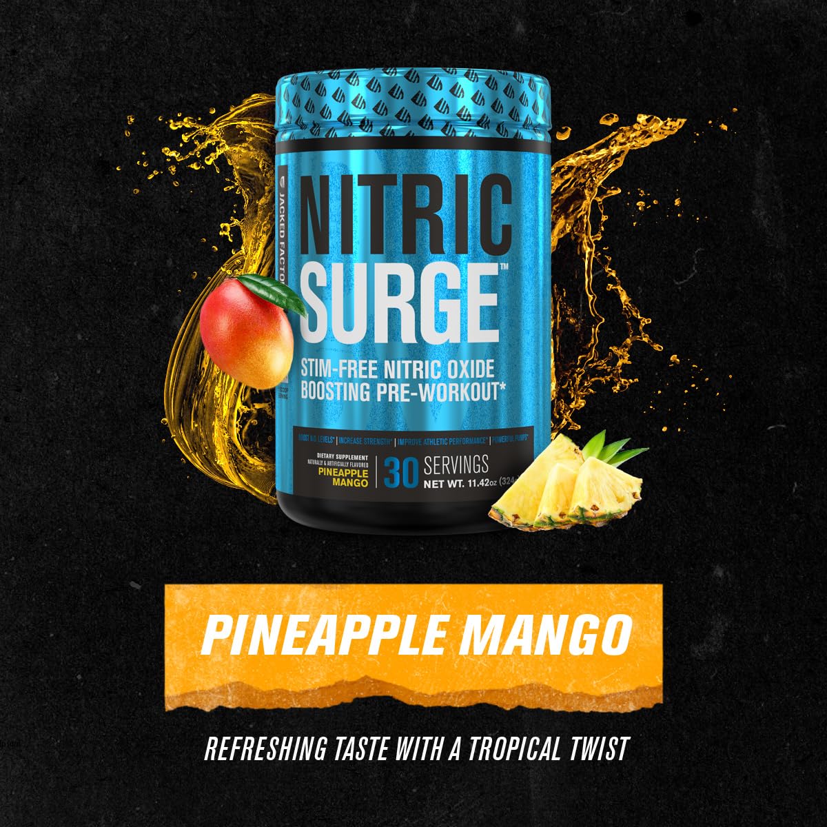 Jacked Factory Nitric Surge con-cret-creatine synergy for strength during sets.