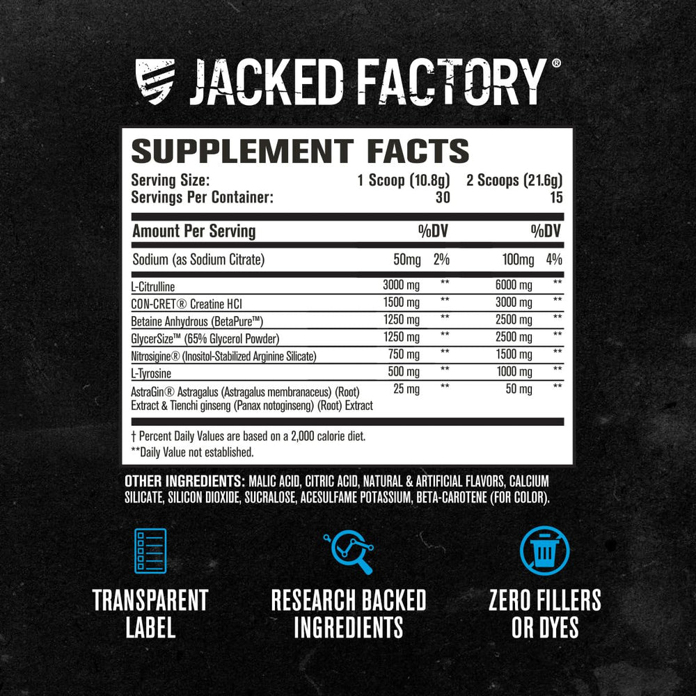 Jacked Factory Nitric Surge L-Tyrosine focus visuals for cognitive clarity.