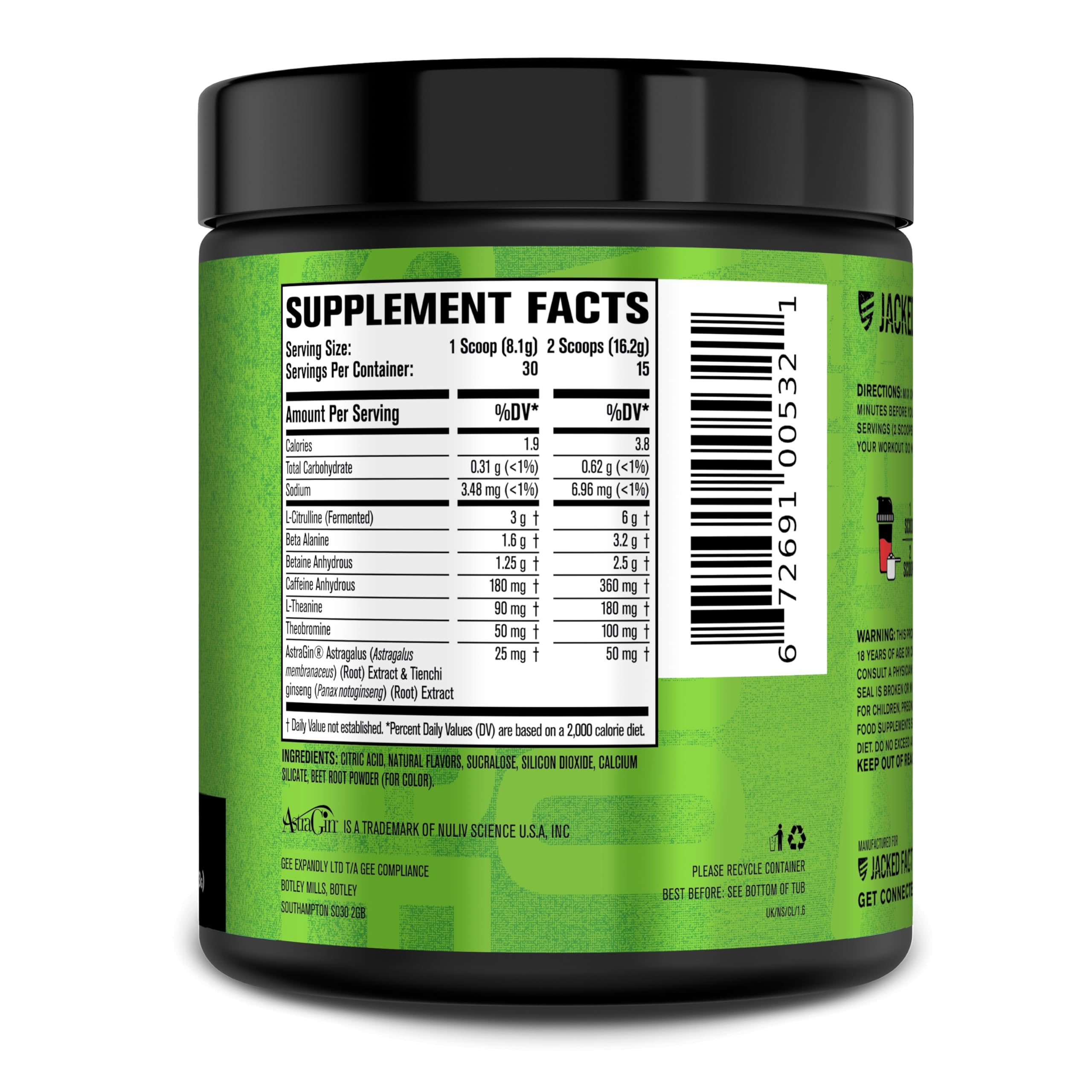 Jacked Factory Nitrosurge 30-serving tub for home gym setups