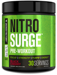 Jacked Factory Nitrosurge bottle pour shows quick mix for lasting training energy.