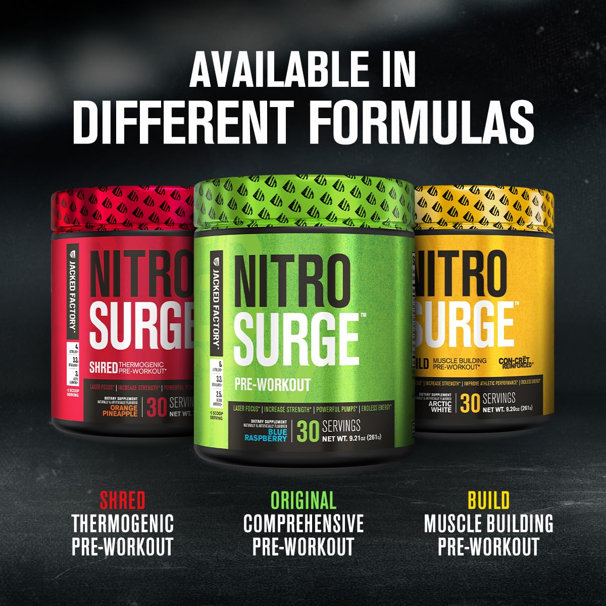 Jacked Factory Nitrosurge caffeine and L-Theanine balance supports focus during workouts