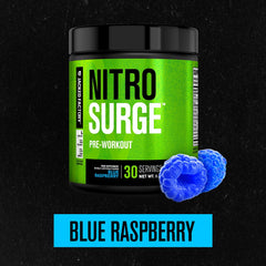 Nitrosurge canister with scoop shows clean energy without harsh stimulants