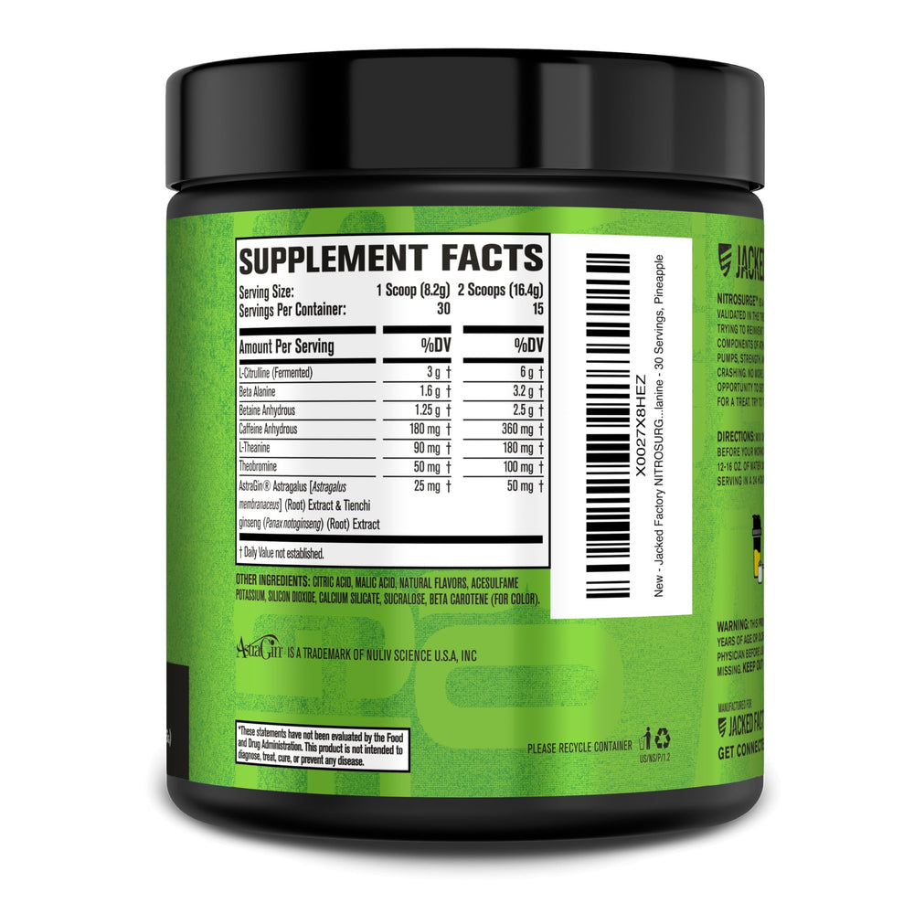 Nitrosurge pre-workout in a cup shows tasty pineapple mix ready