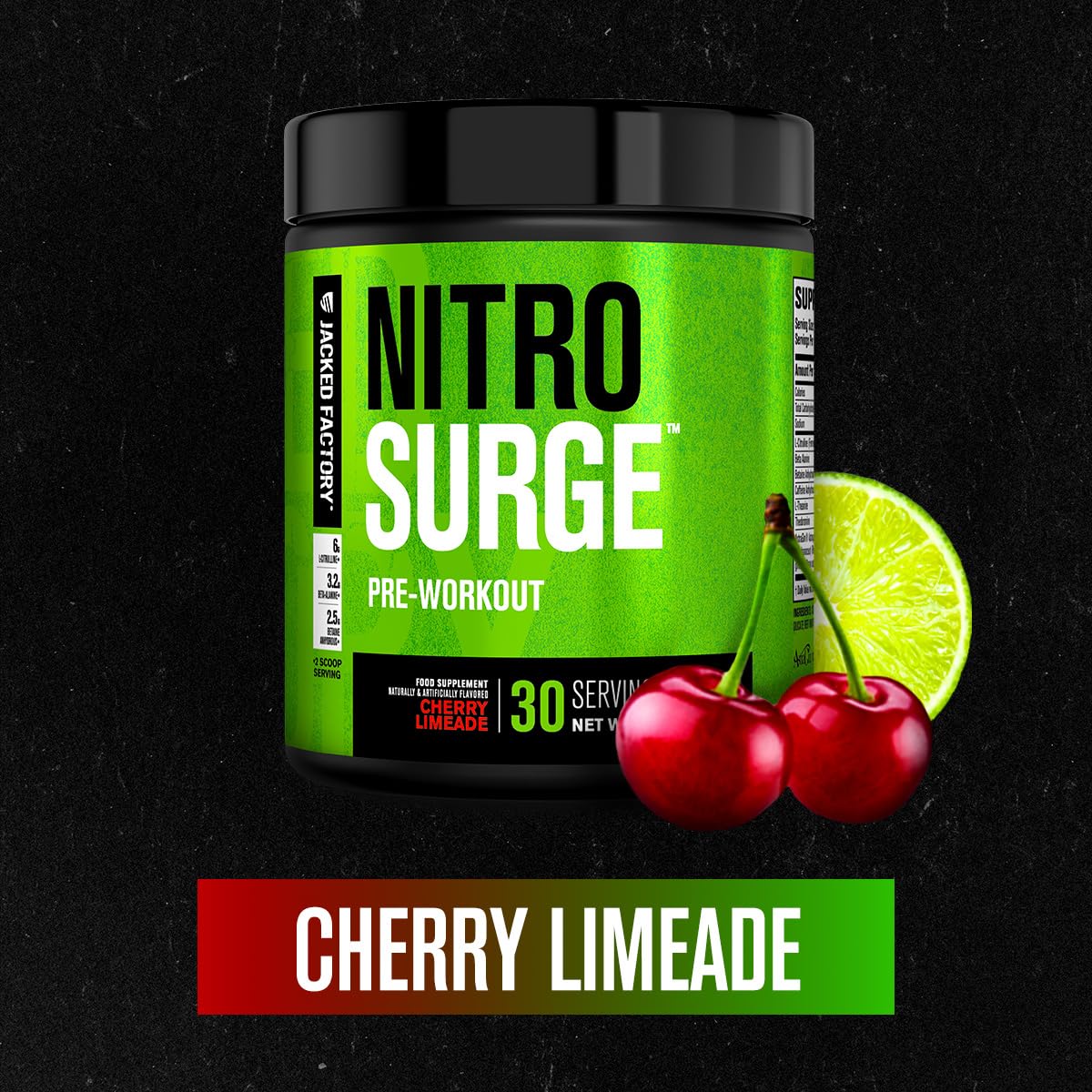 Jacked Factory Nitrosurge label close-up highlighting clean ingredients for focused workouts