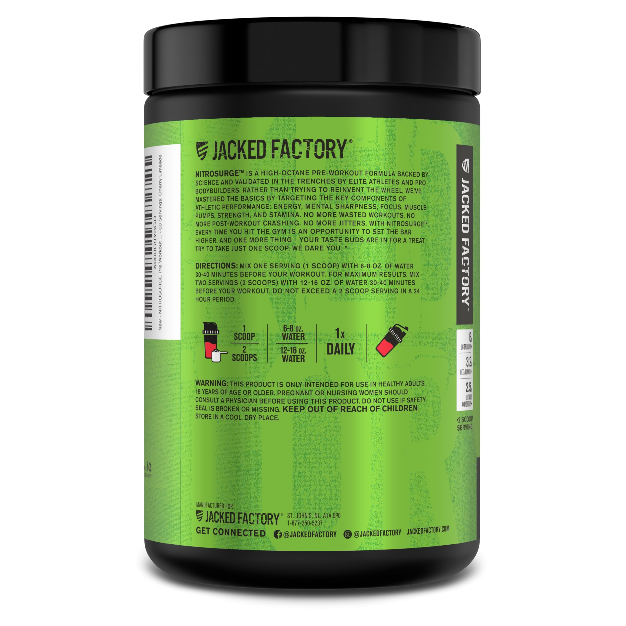 Jacked Factory Nitrosurge produced in a cGMP facility ensuring purity and potency