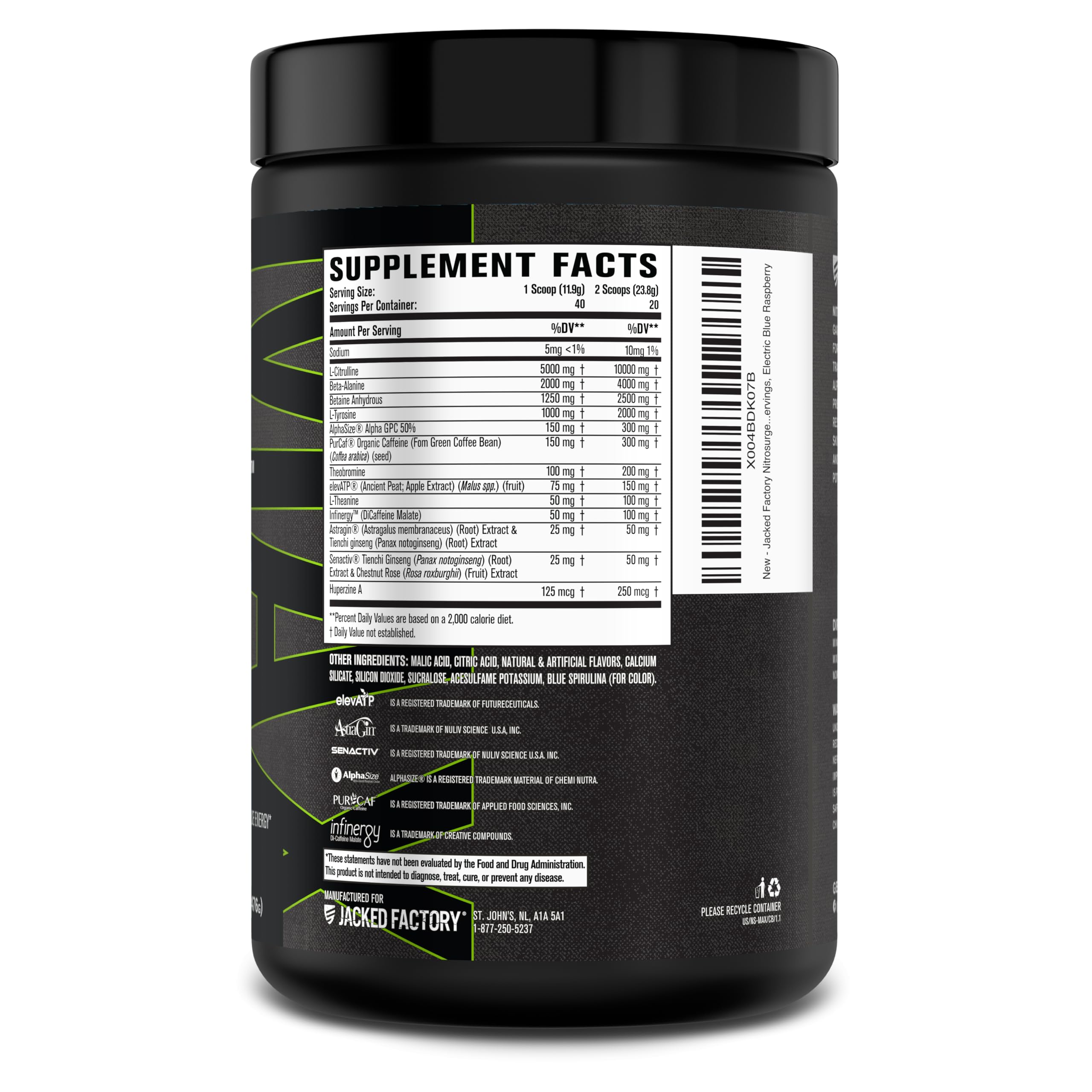 Jacked Factory Nitrosurge Max endurance badge on packaging hints longer sessions