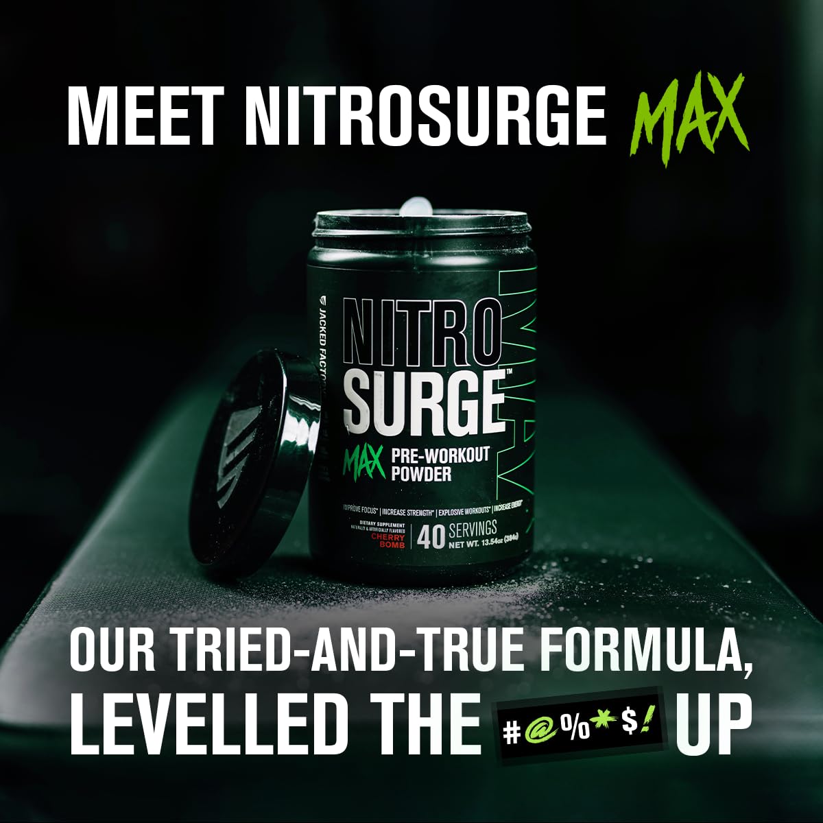 Jacked Factory Nitrosurge Max energized athlete silhouette during training