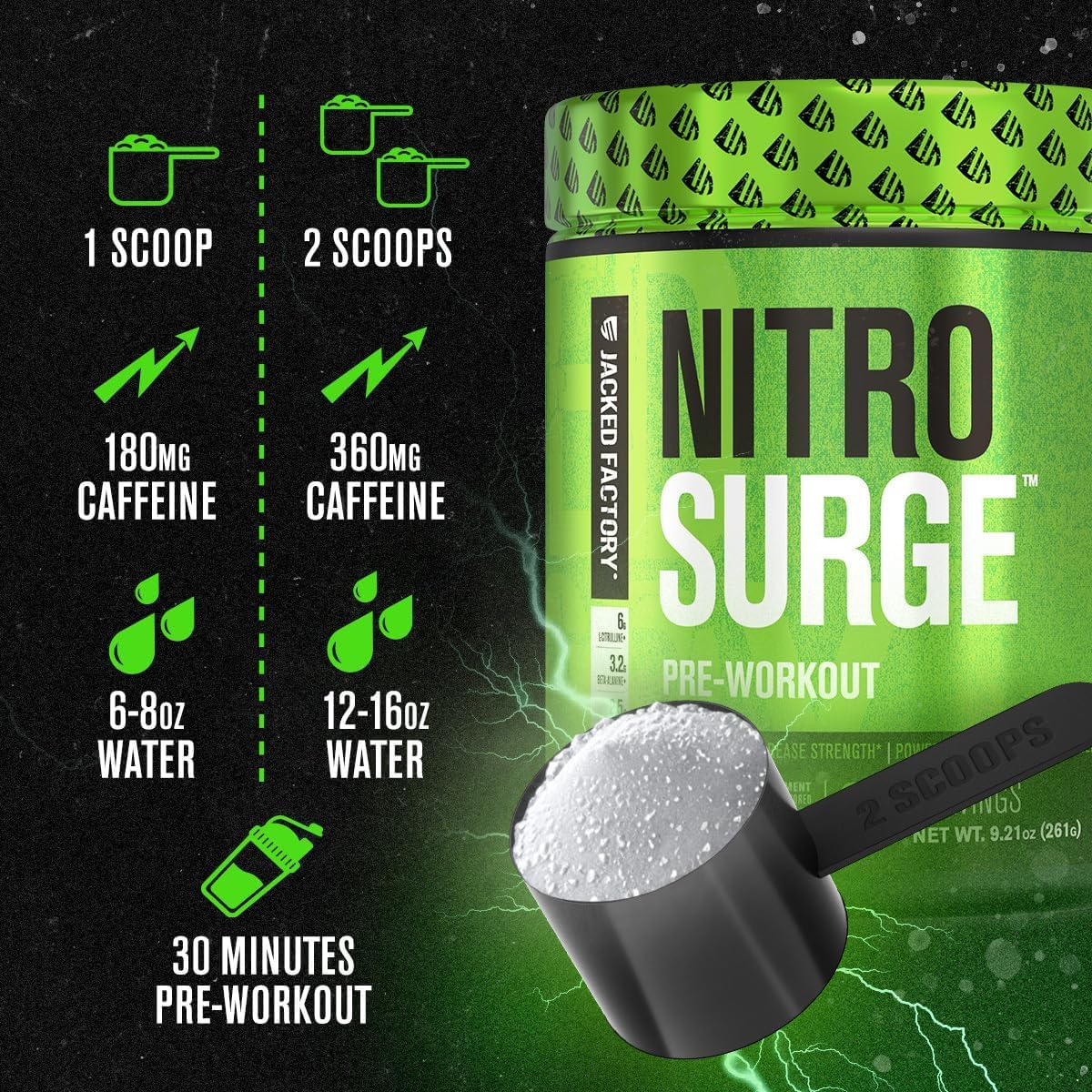 Jacked Factory Nitrosurge green apple powder texture and flavor visual