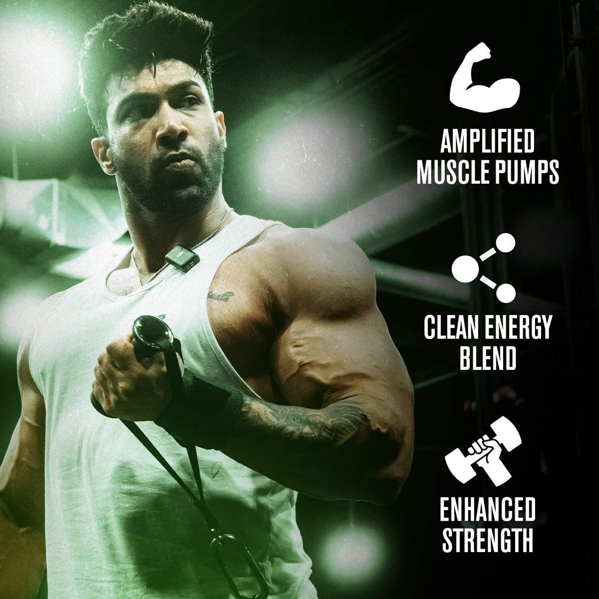 Nitrosurge pre-workout shaker image highlights easy mixing for focused training