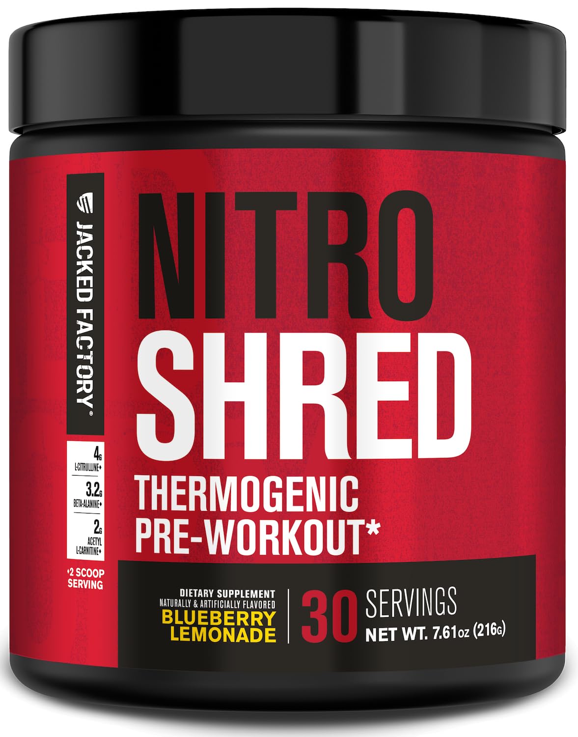 Jacked Factory Nitrosurge Shred Blueberry Lemonade tub for energy