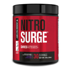 Jacked Factory Nitrosurge Shred bottle front showing energy-boost label.