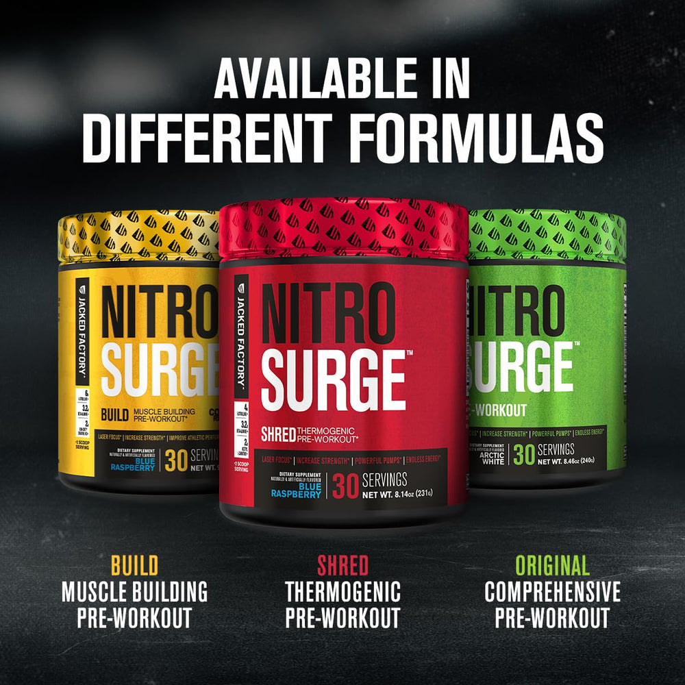 Mixed shaker bottle with Nitrosurge Shred for endurance and pumps.