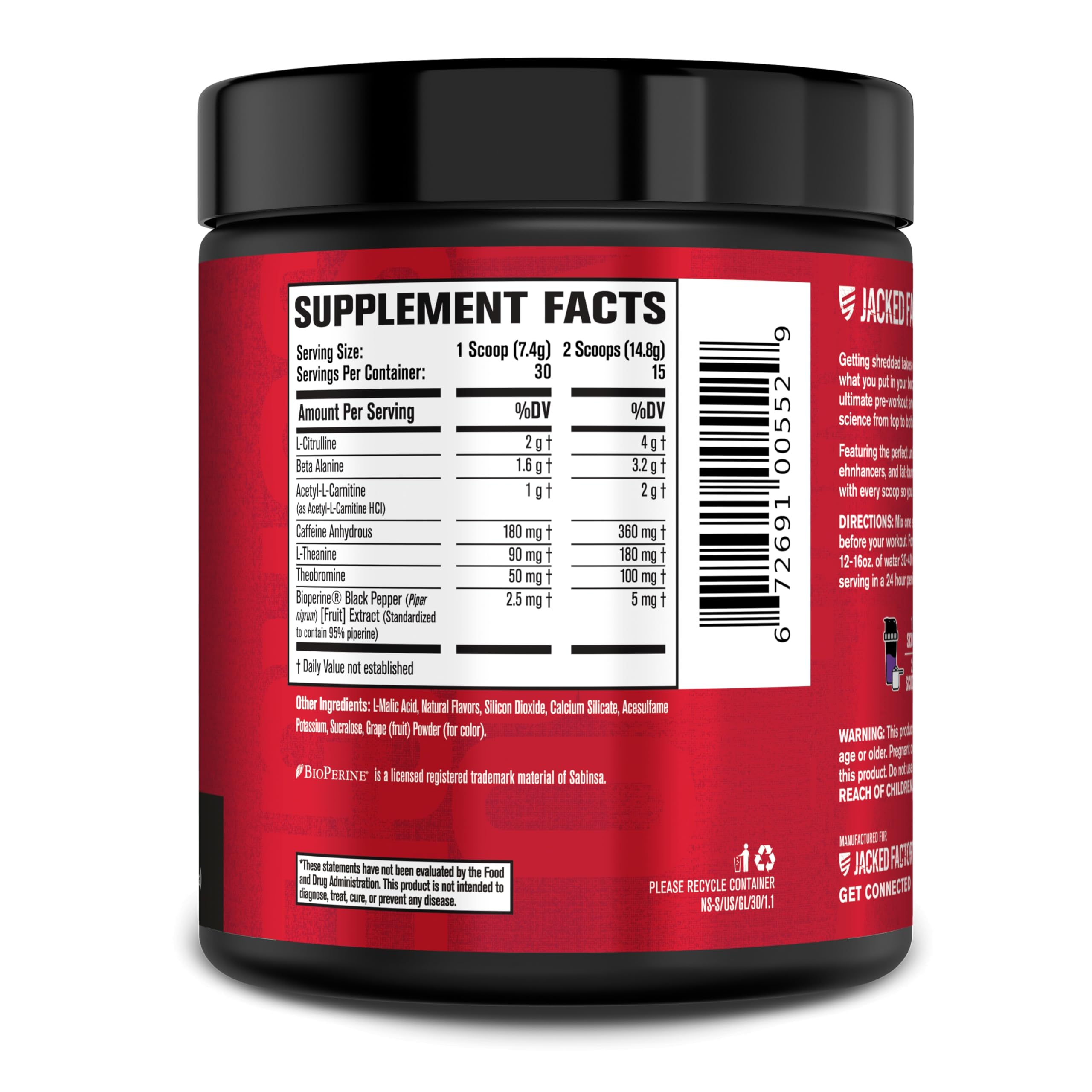 Close-up of the thermogenic blend note for a lean look.