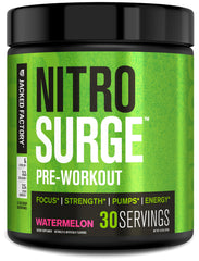Jacked Factory Nitrosurge Watermelon can front view showing bold flavor and energy readiness