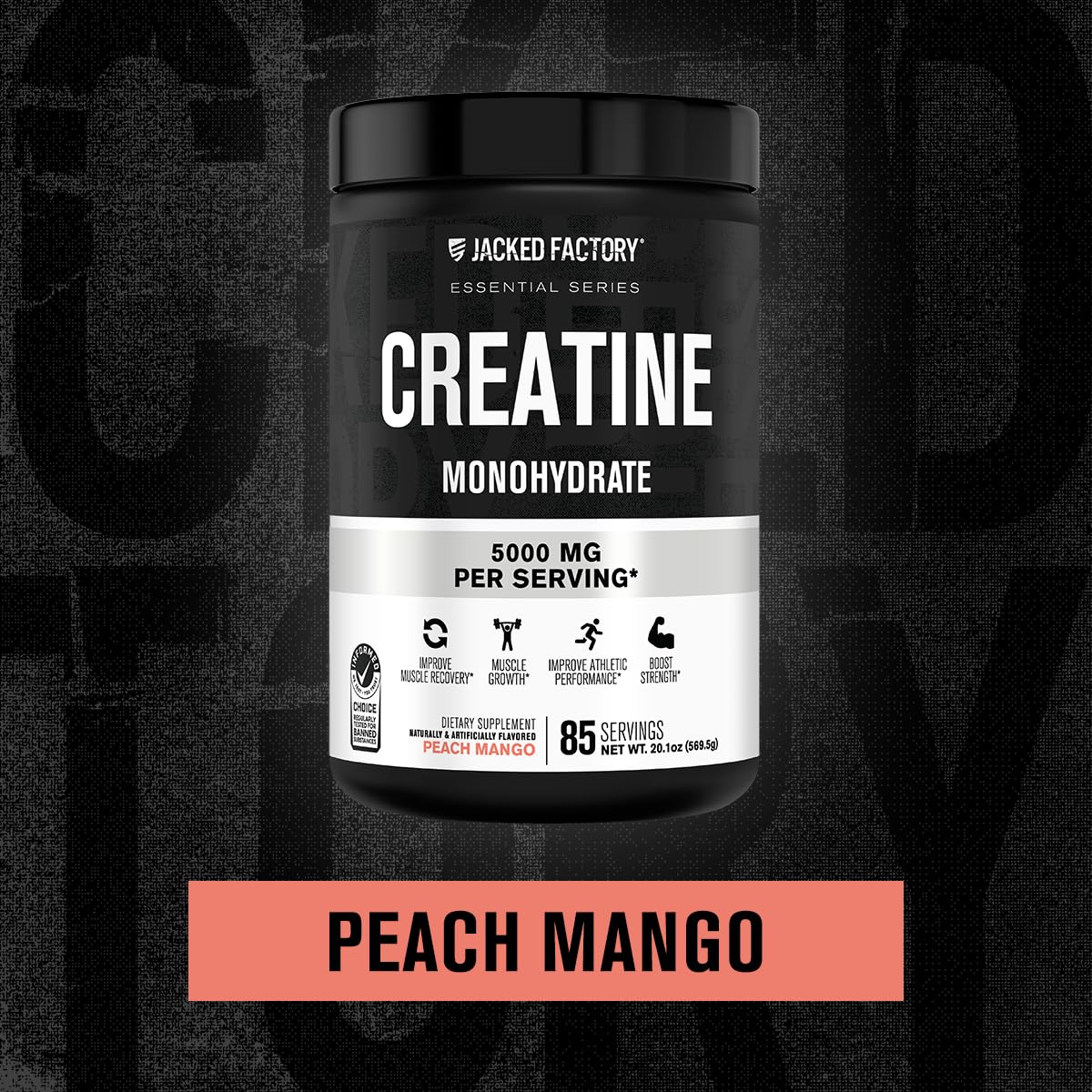 Peach Mango flavored creatine powder enhances taste during workouts