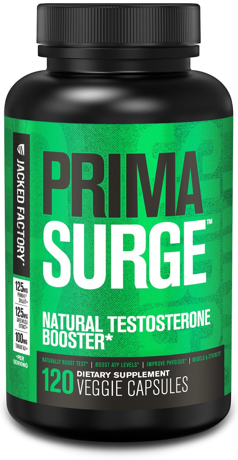 Jacked Factory PRIMASURGE bottle front shows label and energy-boosting potential for workouts.