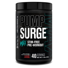 Jacked Factory Pumpsurge Max front bottle showing stimulant-free formula for pumps