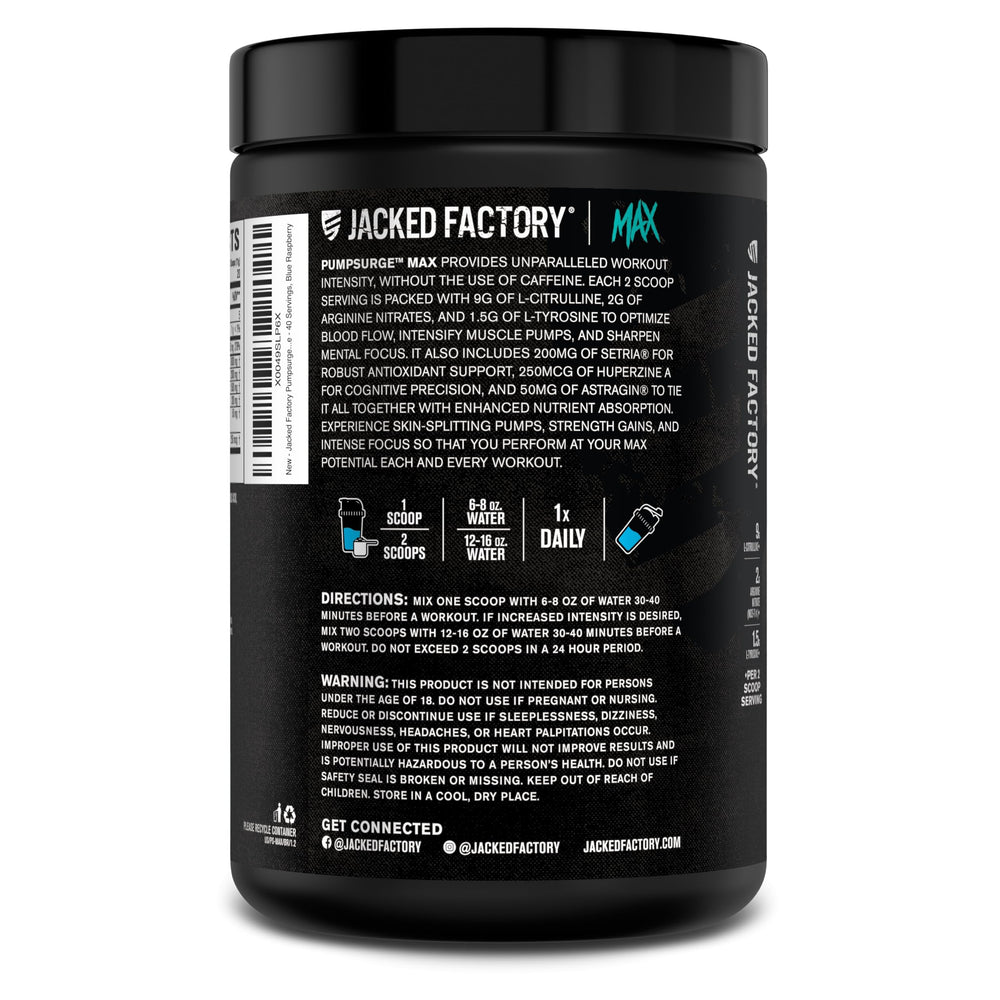 Jacked Factory Pumpsurge Max shaker with powder being mixed for on-the-go use