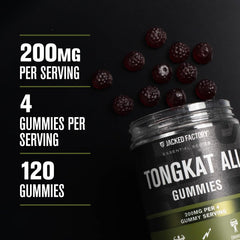 Jacked Factory Tongkat Ali Gummies being poured for easy daily energy support.