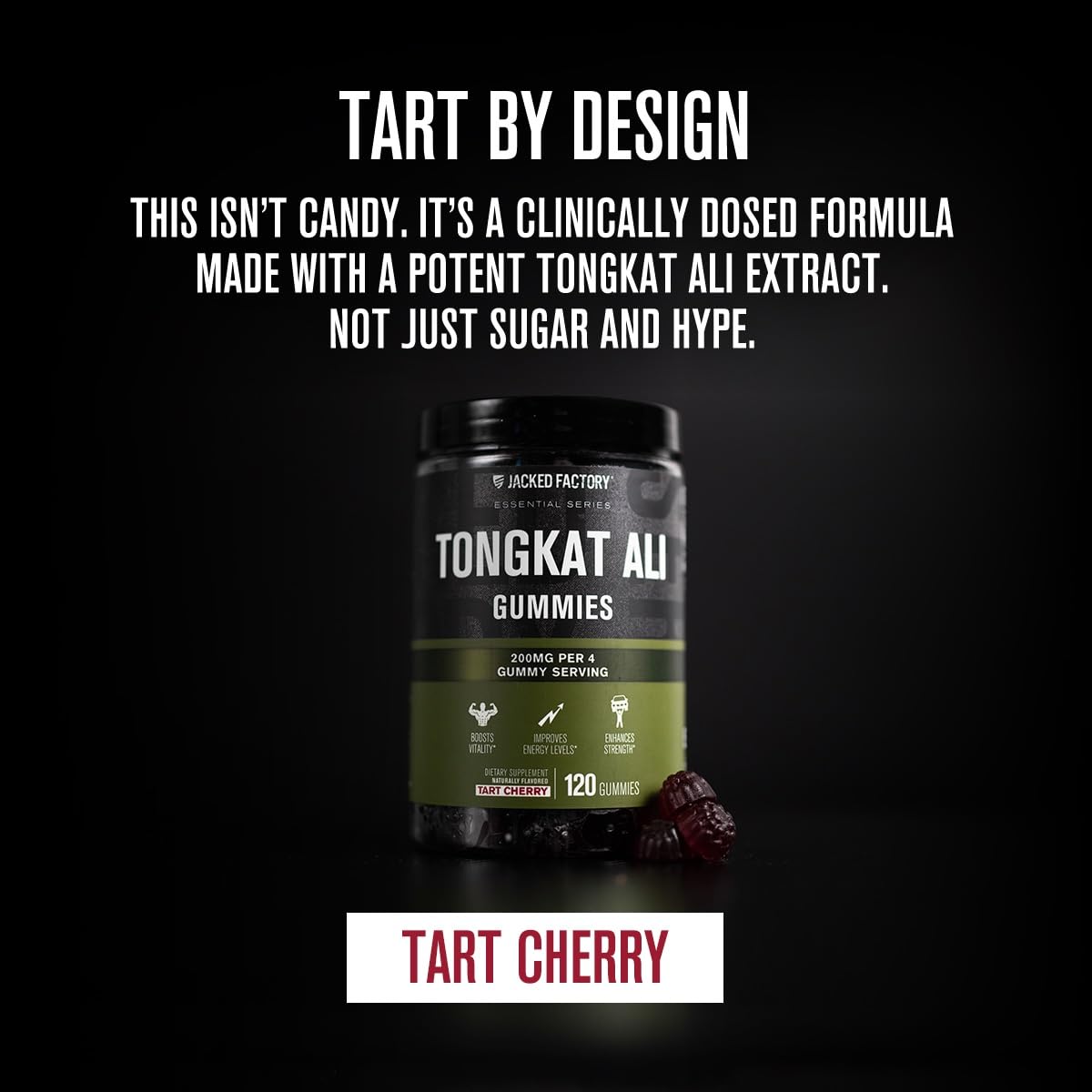 Jacked Factory Tongkat Ali Gummies on desk, convenient daily supplement for vitality.