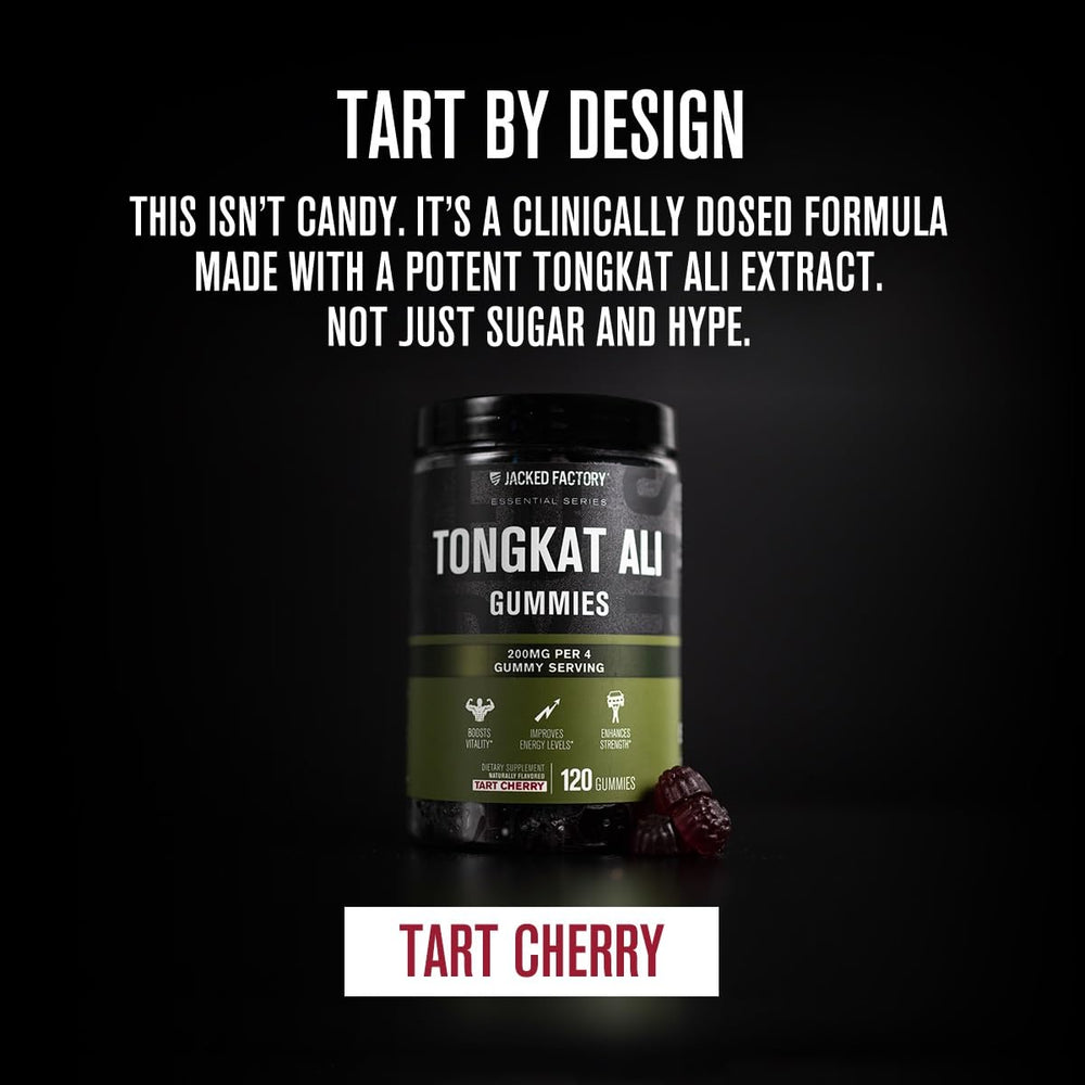Jacked Factory Tongkat Ali Gummies on desk, convenient daily supplement for vitality.