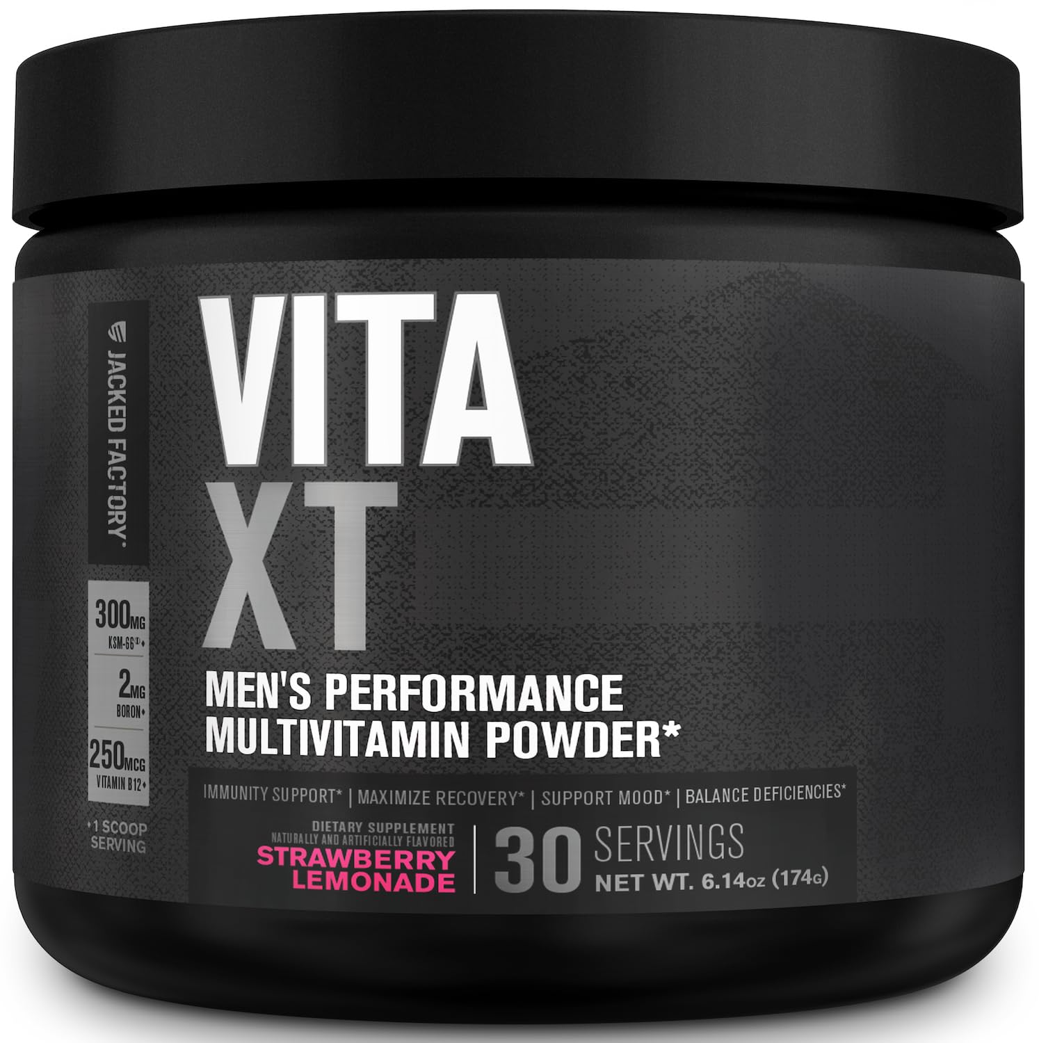 Jacked Factory Vita XT powder tub with full daily micronutrient profile for active men