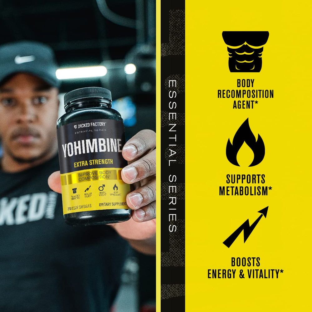 Jacked Factory Yohimbine label detail emphasizing quality and standards.