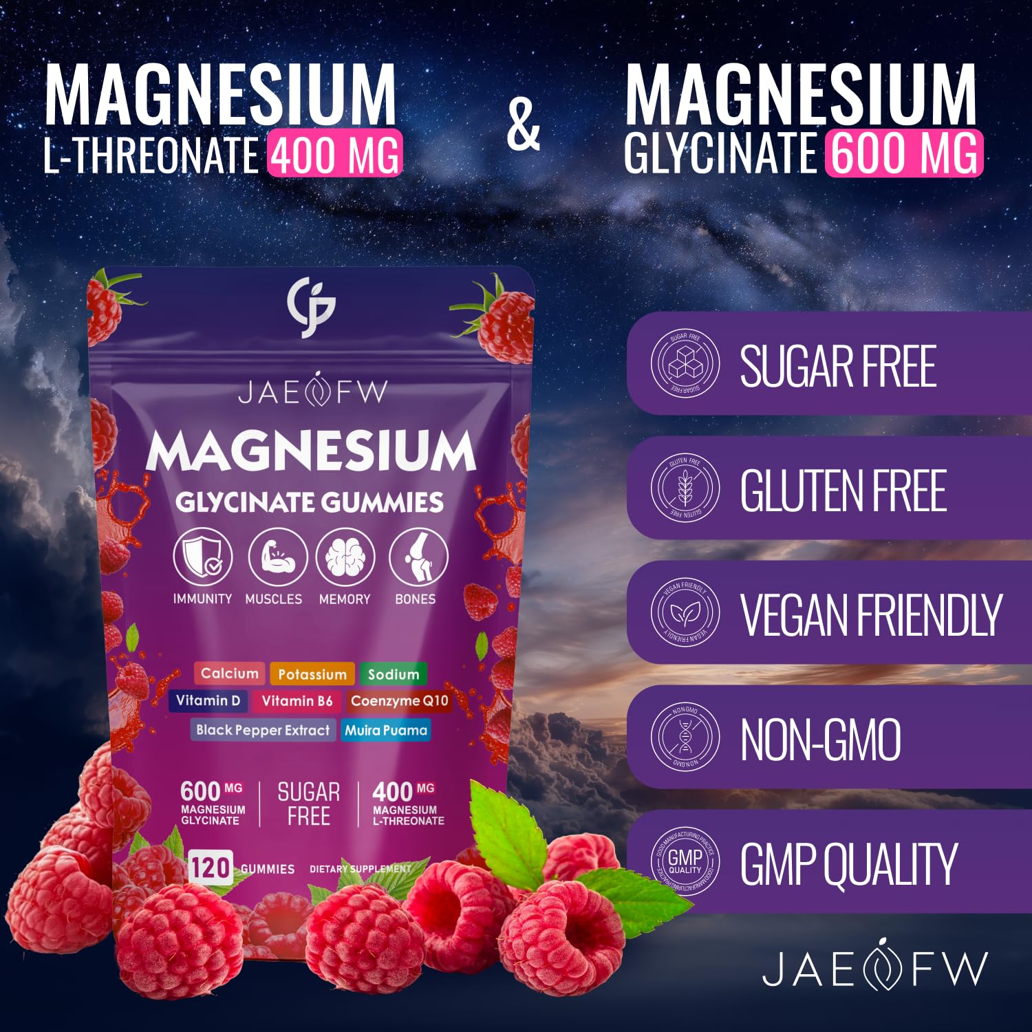 JAENFW gummies with CoQ10 and D3 highlight potential cellular energy support.