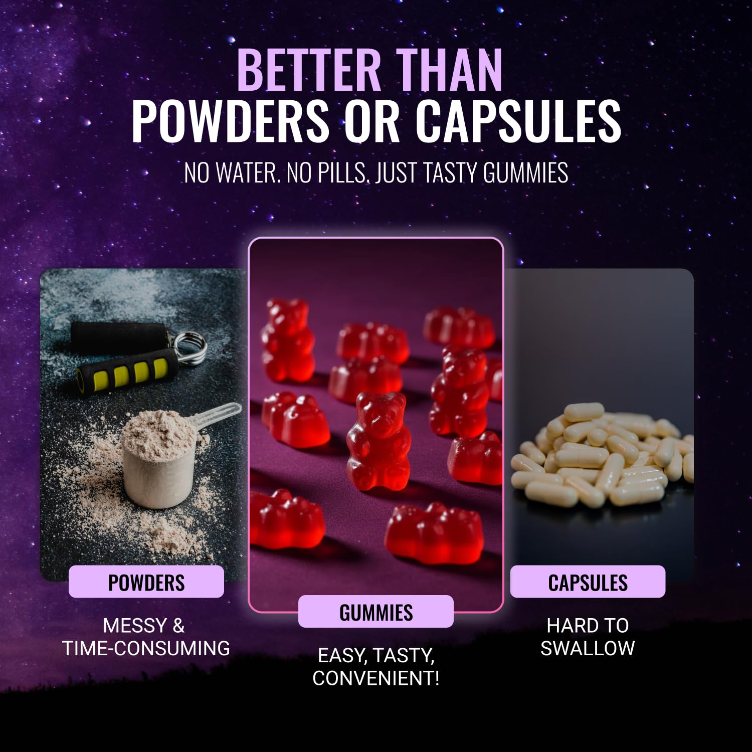 JAENFW plant-based gummies show sugar-free and non-GMO formulation for clean living.