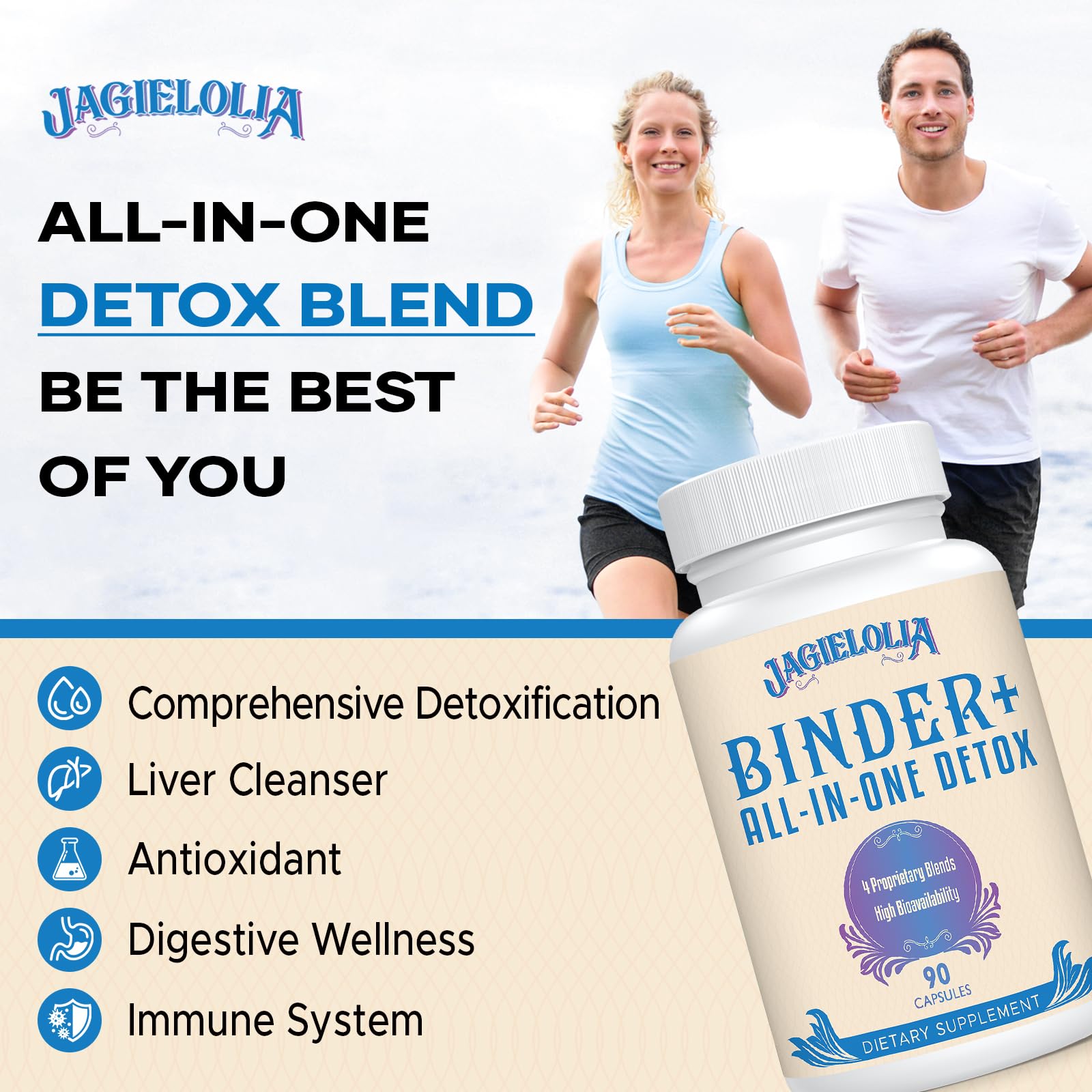 Jagielolia Detox capsules beside a glass of water suggest a simple daily routine.