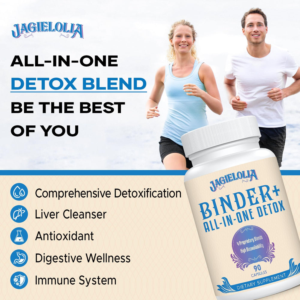 Jagielolia Detox capsules beside a glass of water suggest a simple daily routine.