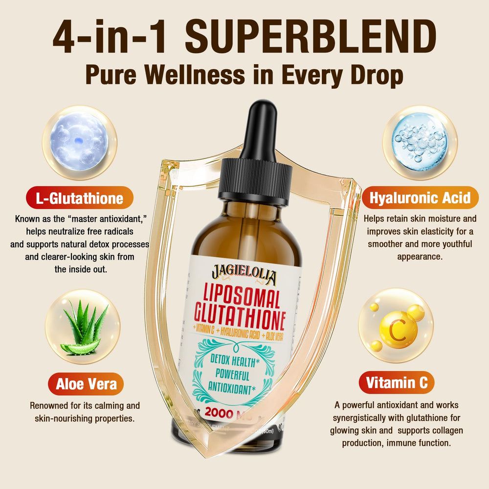 Jagielolia Glutathione Liquid dropper dispensing a quick dose