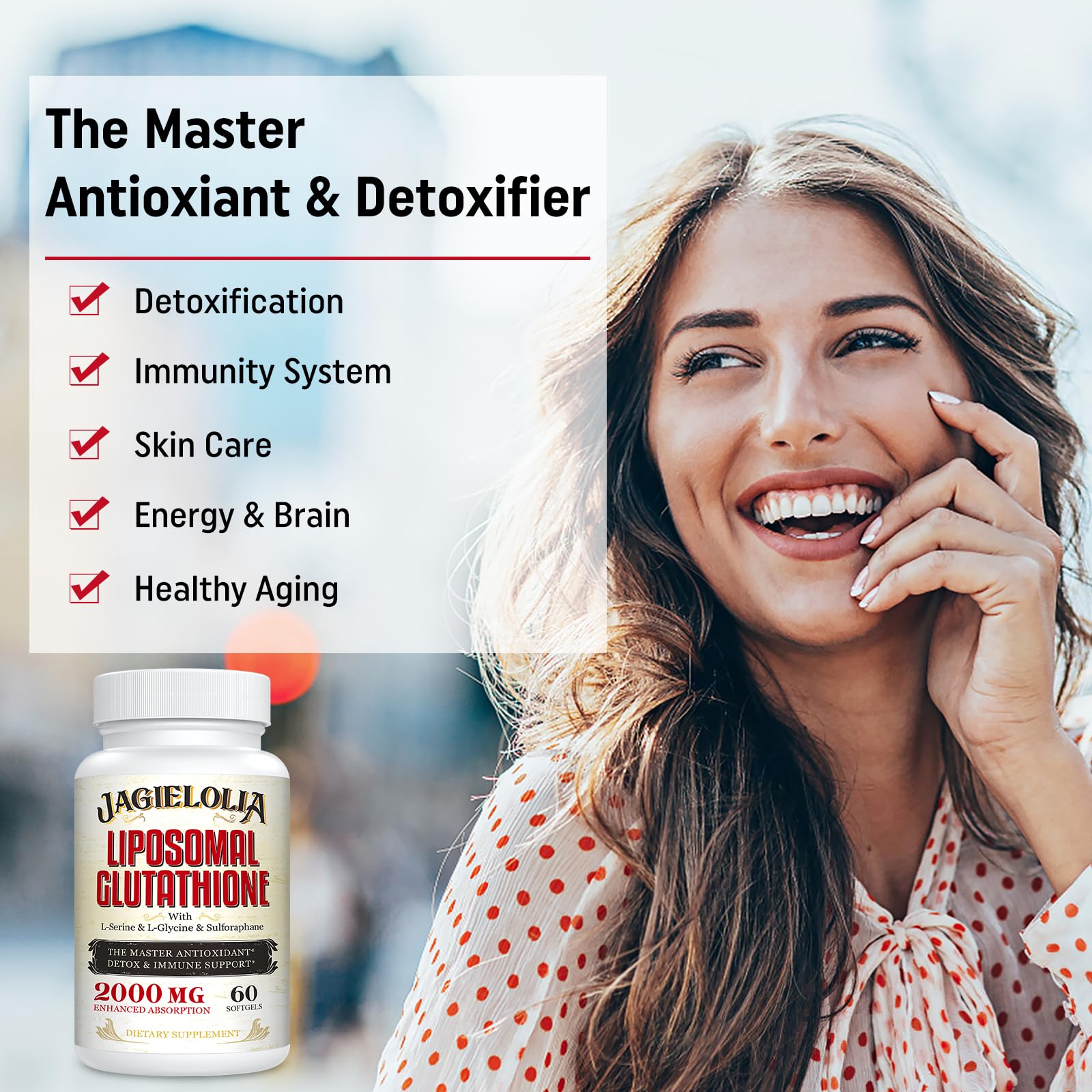 Jagielolia Liposomal Glutathione 2000mg back label reveals sulforaphane blend