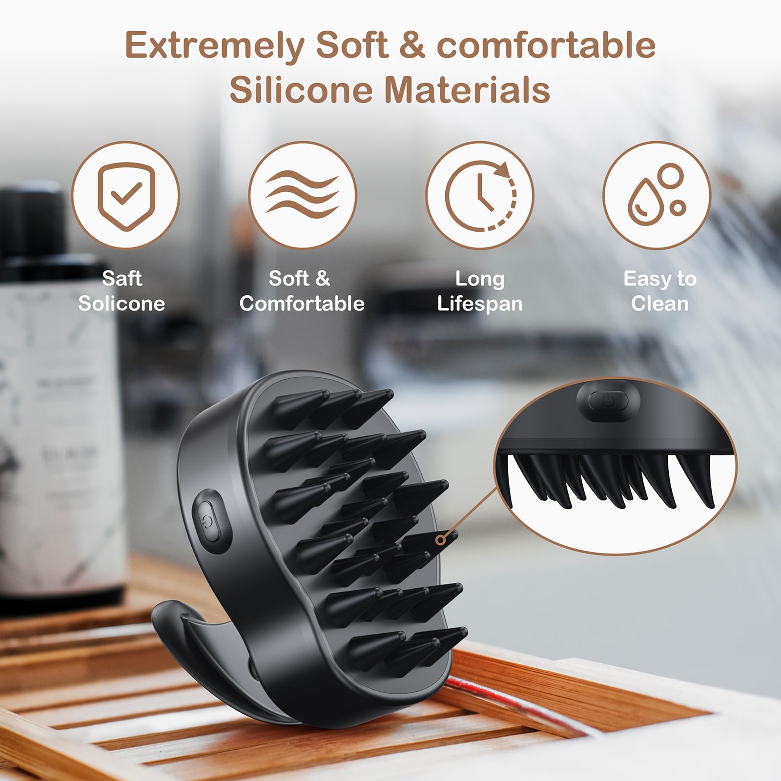 Rechargeable and waterproof massager for bath-time use