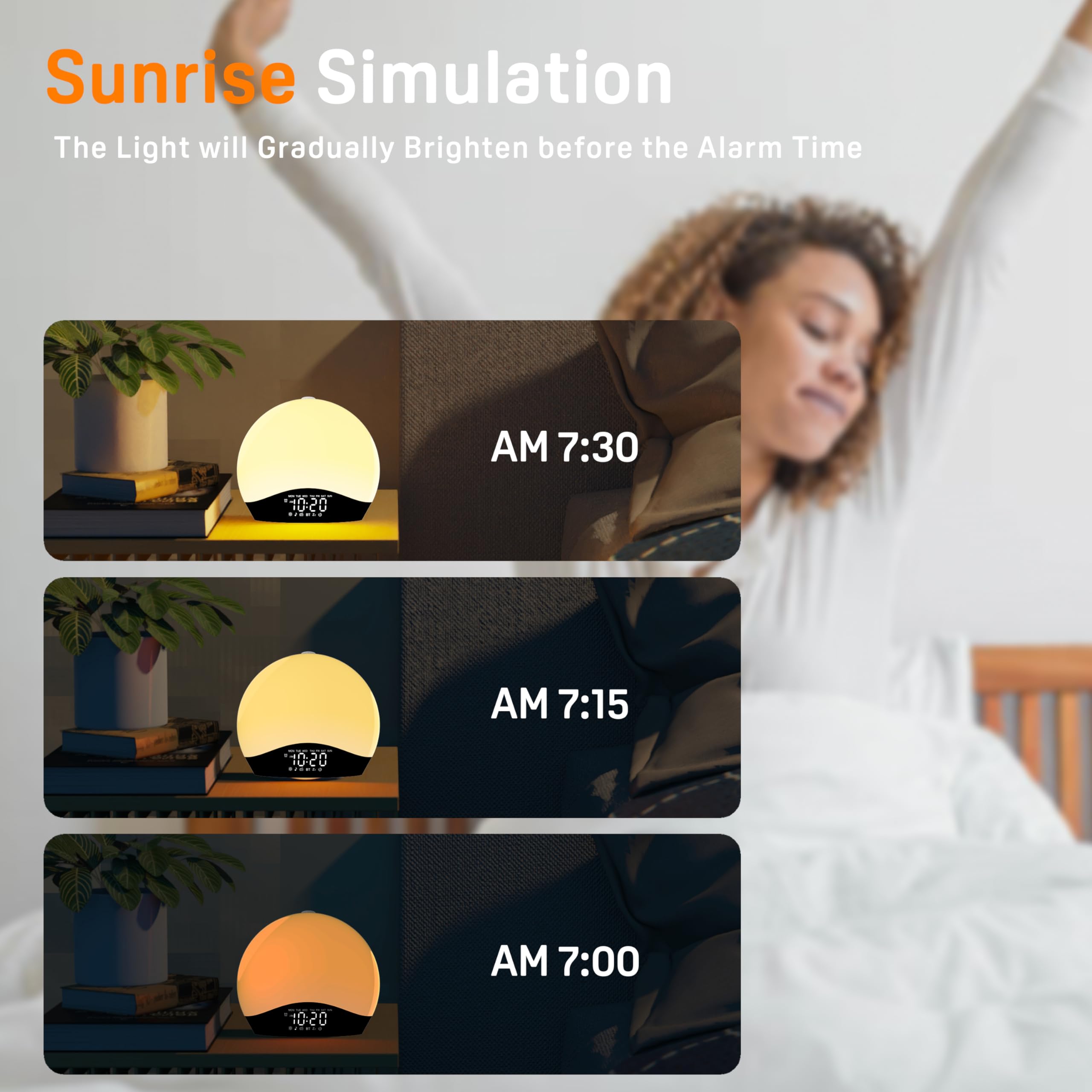 JALL Sunrise Alarm Clock 17 adjustable lights for customizable ambience