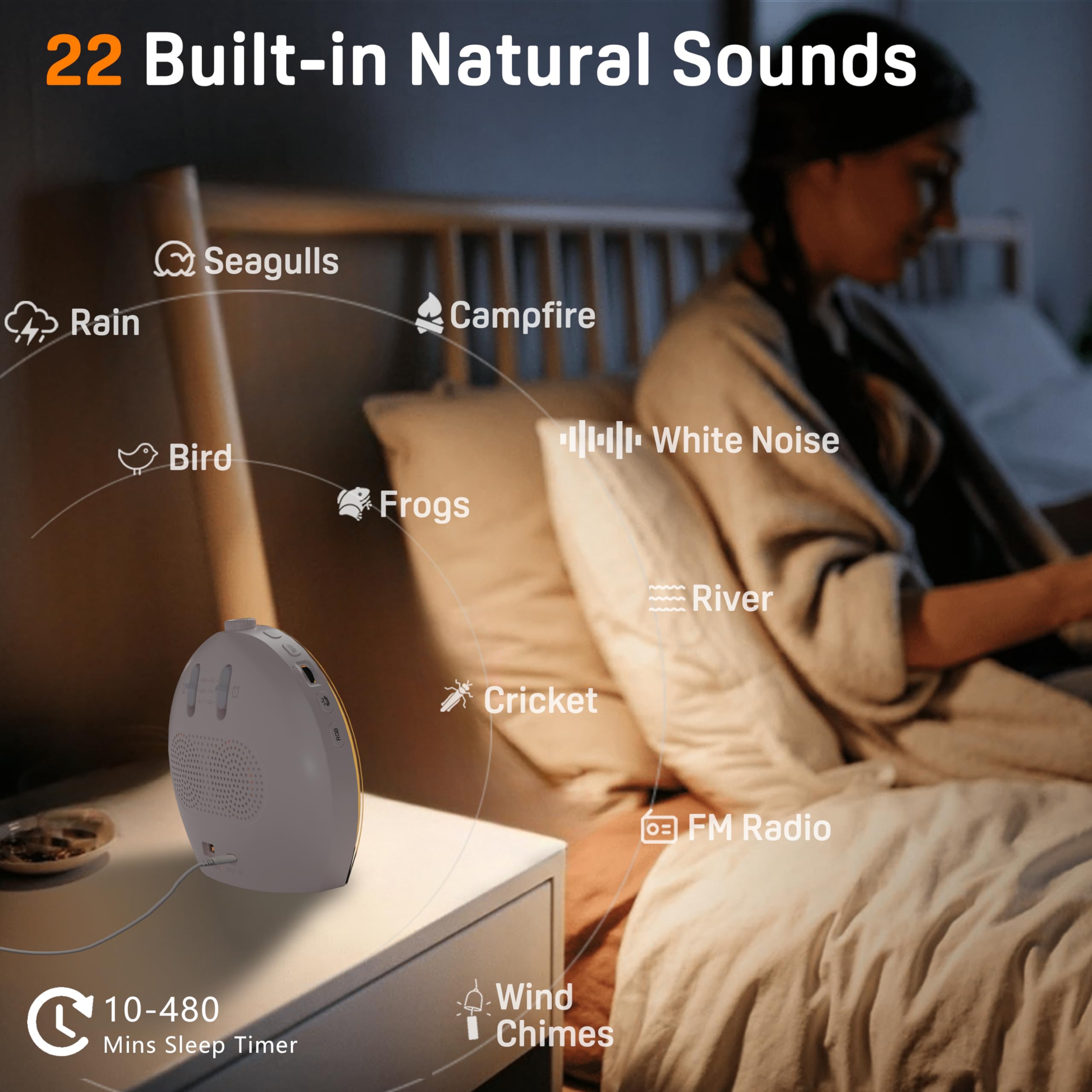JALL Sunrise Alarm Clock Bluetooth speaker and 25 soothing sounds