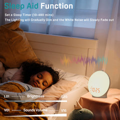 JALL Sunrise Alarm Clock 25 sleep sounds for customizable relaxation options