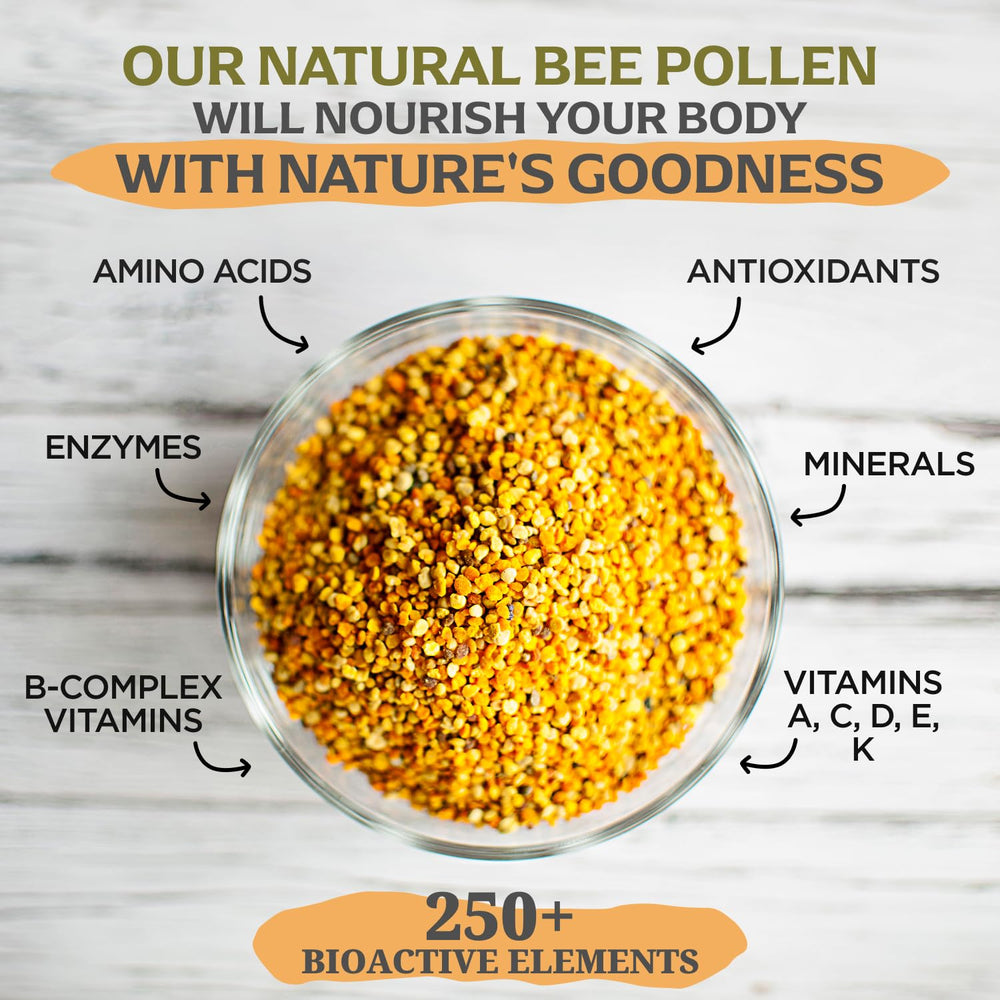 Jamie’s Hive to Table naturally-dried bee pollen preserves freshness in oats and recipes.