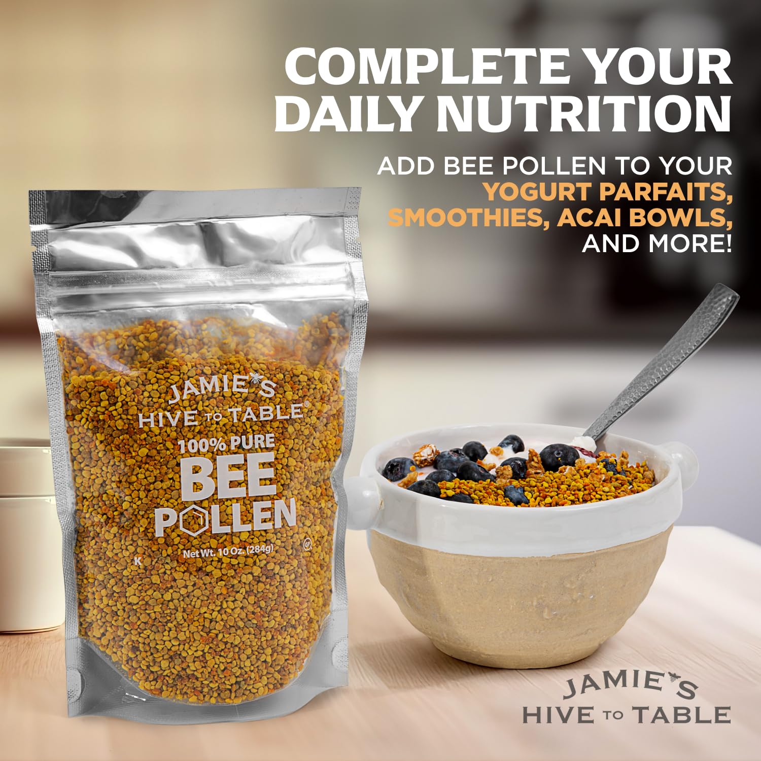 Jamie’s Hive to Table sustainable beekeeping supports ecological balance in every jar.