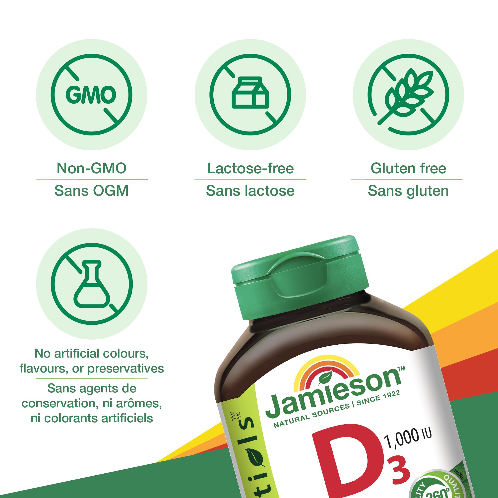 Jamieson D3 bottle on shelf suggests simple daily supplementation