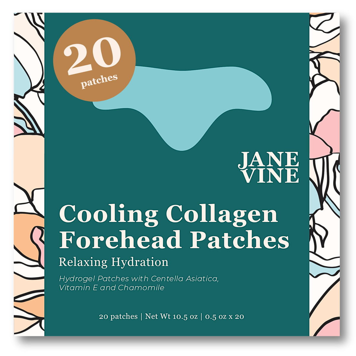 Jane VINE Forehead Patches show cooling sensation for refreshed, hydrated skin.