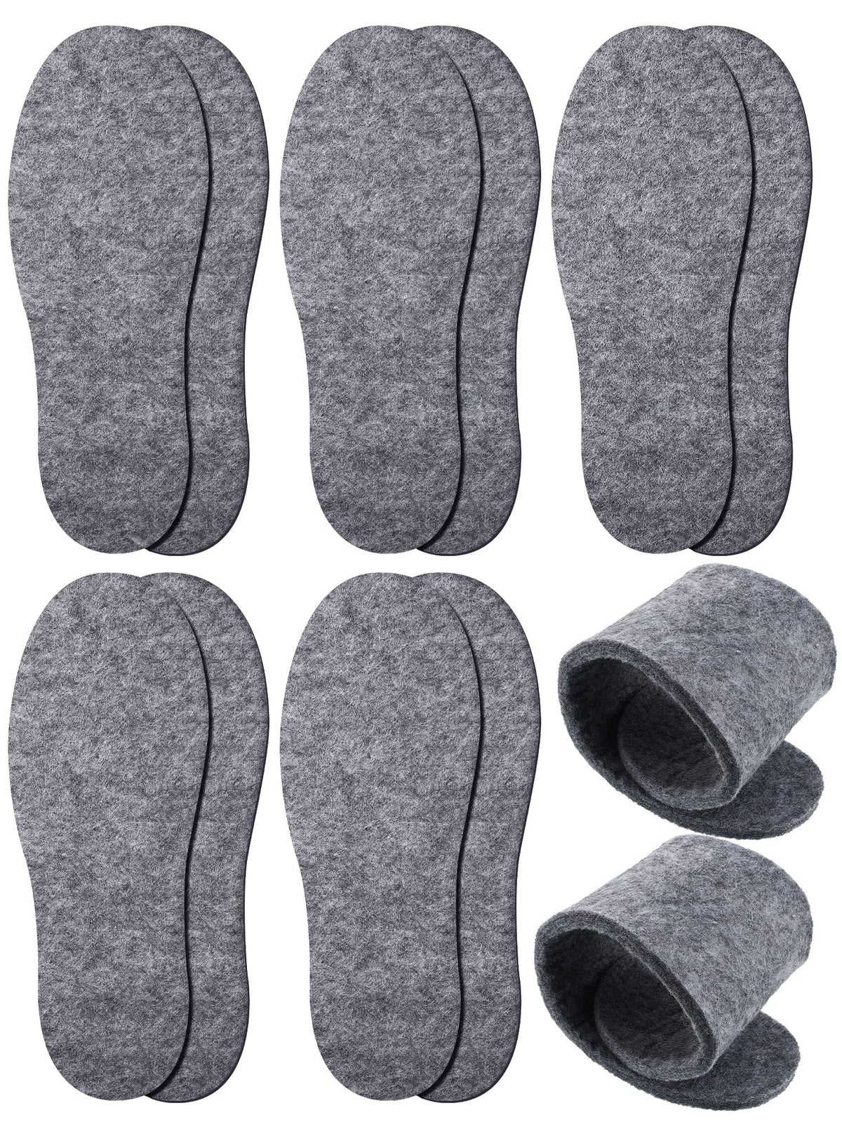 Janmercy wool felt insoles five-pair gray package for daily warmth and rotation