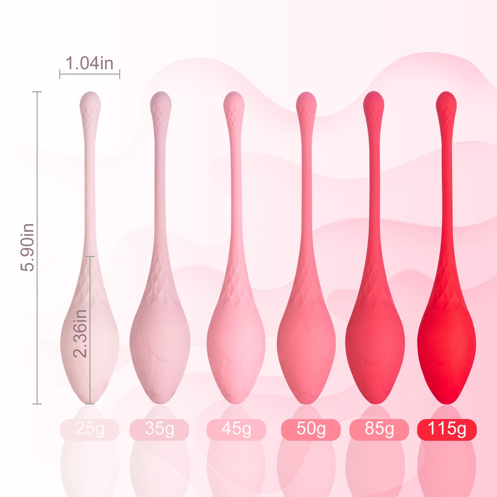 JANNSK Kegel System weights close-up displaying gradual resistance options for tailored workouts.