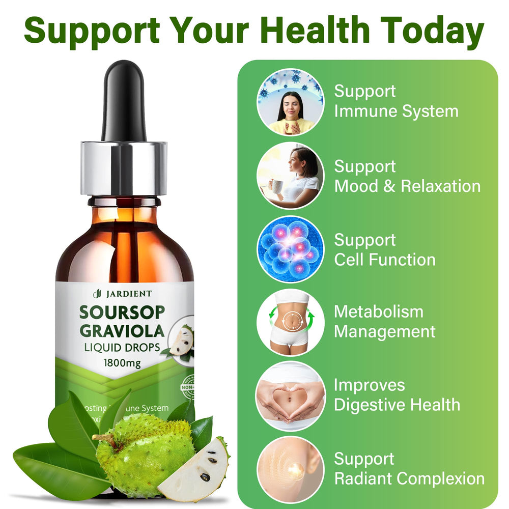 Jardient Soursop Bitters tincture dropper dispensing precise daily dosing.