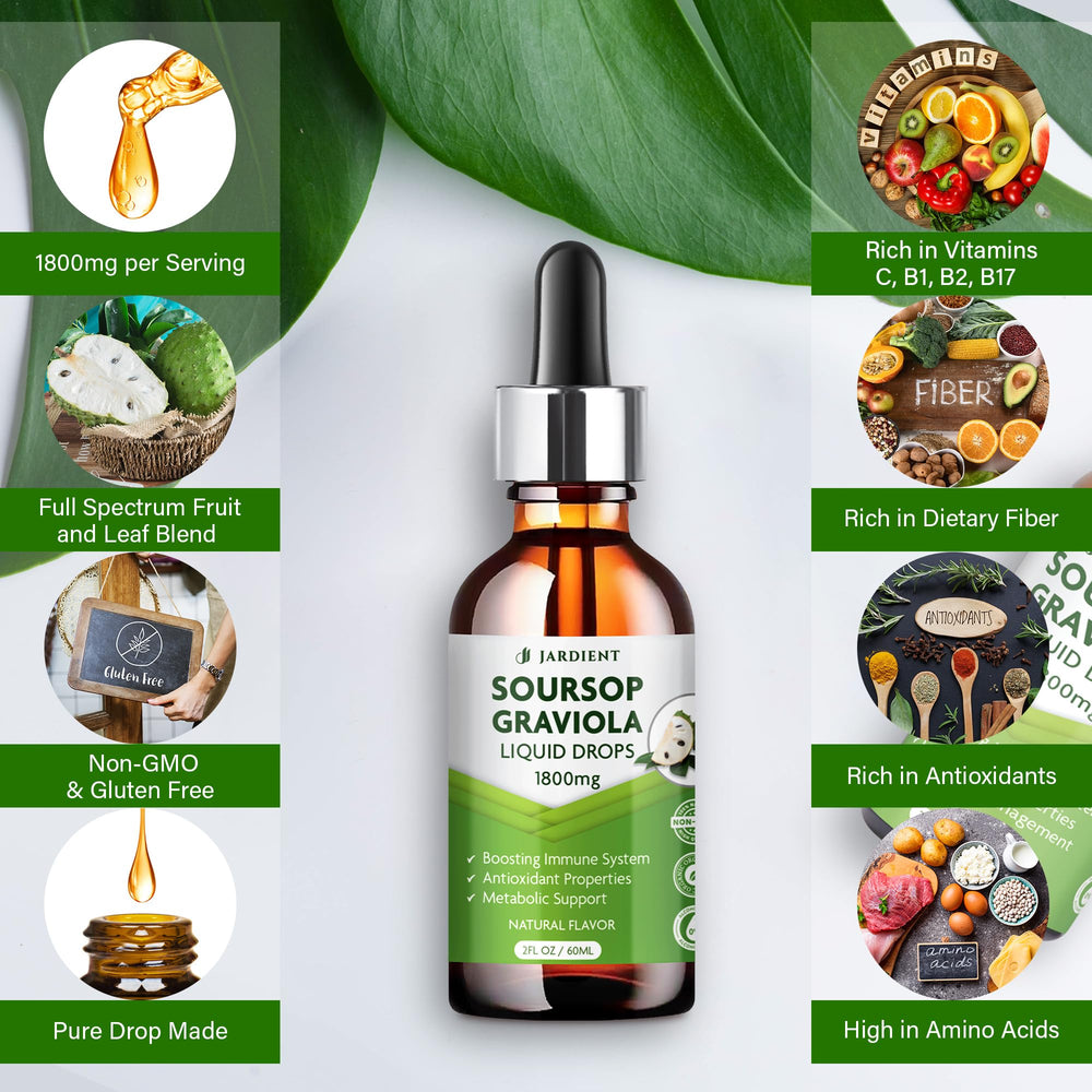 Jardient Soursop Bitters label highlights organic, non-GMO ingredients.