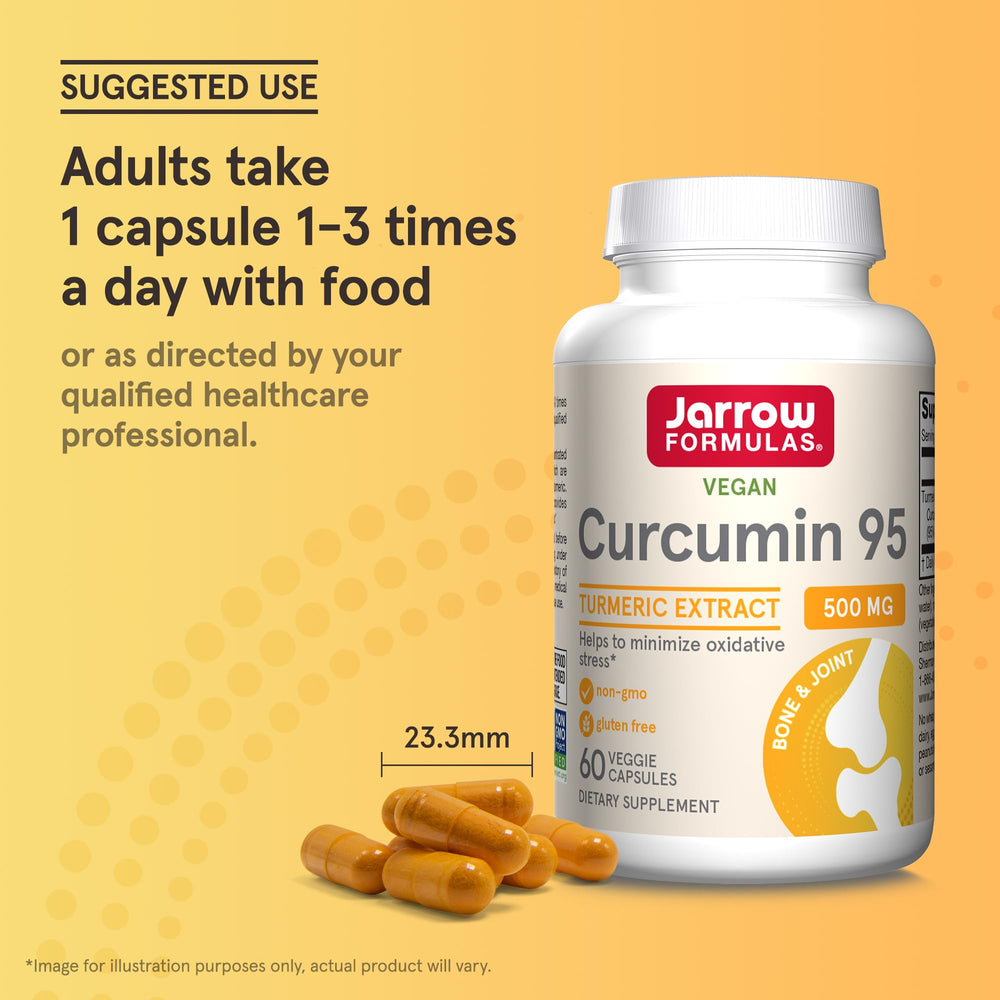 Inside view of Jarrow Formulas Curcumin 95 capsule, noting 500 mg per capsule for potency