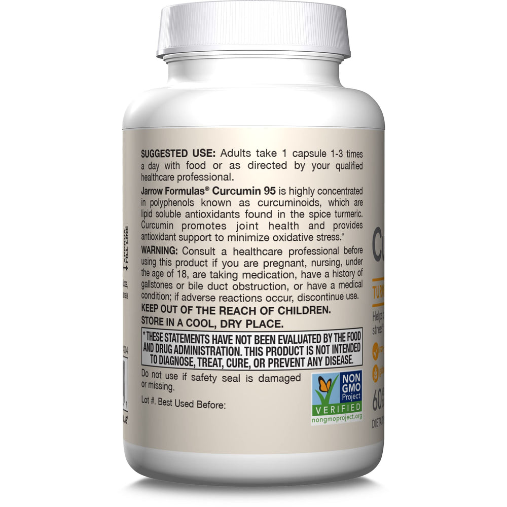Lifestyle shot of Jarrow Formulas Curcumin 95 vegan capsules, appealing to plant-based wellness routines